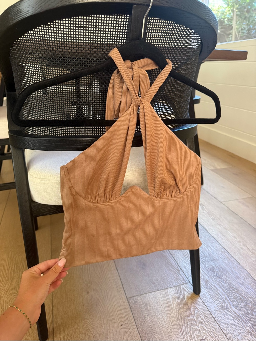 Princess Polly Ribbed Halter Tank Top in Camel